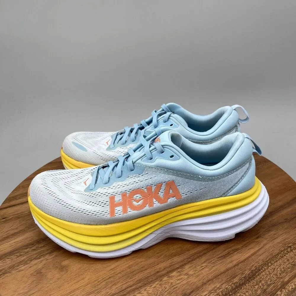 Hoka One One Bondi 8 Shoes Womens Size 10.5 B Blue Running Comfort Walking Gym